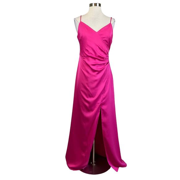 Cut Out Tie Back Evening Gown Colorful Pink Size 8 Thigh Slit Formal by AQUA - Picture 1 of 9